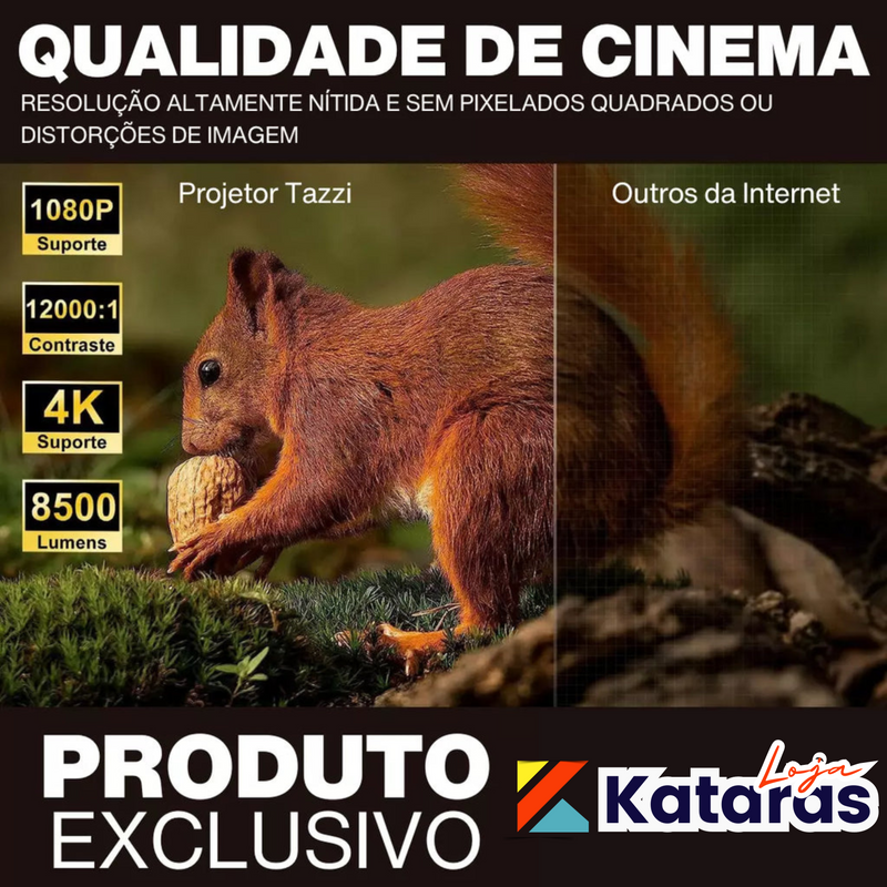 Projetor 4K 100 Pol. Original Lunet Magic® Kataras - Portátil - c/ Som Estéreo