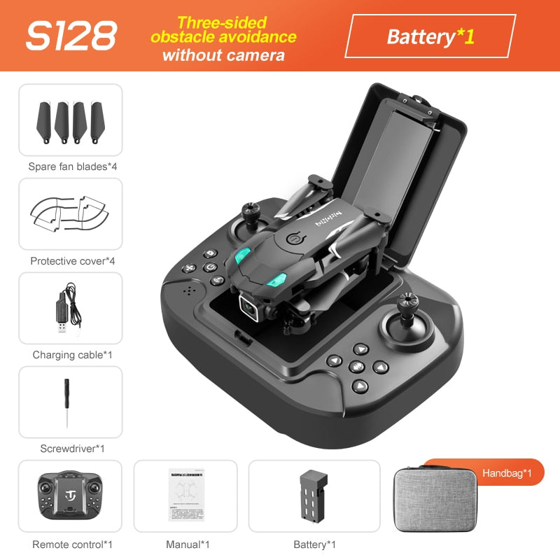 S128 Mini Drone 4K HD Camera Three-sided Obstacle Avoidance Air Pressure Fixed Height Professional Foldable Quadcopter Toys New